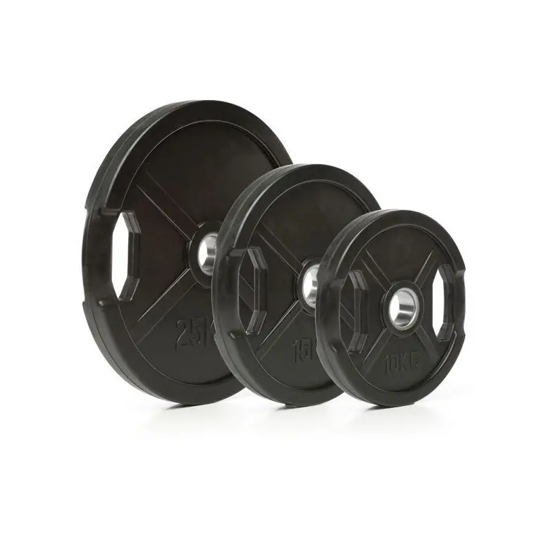 Pack de 120kg de poids olympiques à poignées 50mm avec revêtement caoutchouc