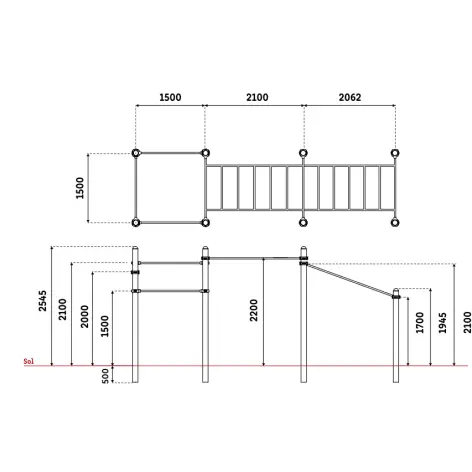 Grand module d'entraînement de street workout  pour PMR - vue 2