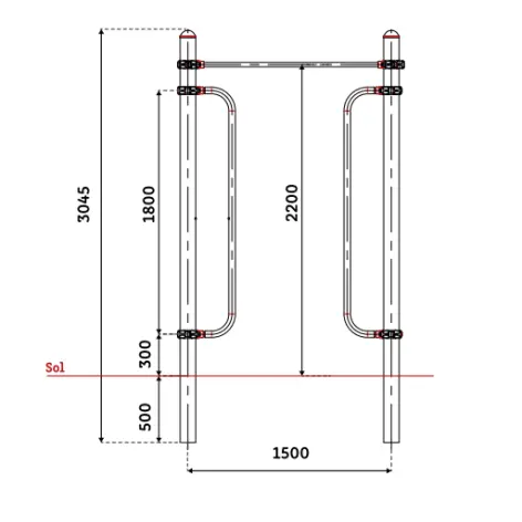 Double pôle avec barre de traction pour PMR - vue 2