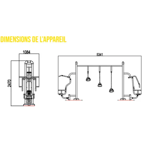 Module de street workout avec anneaux TRX et station Push - Pull - vue 2