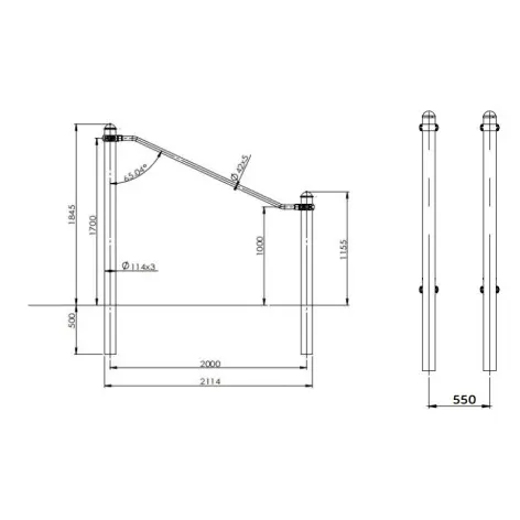 Barres parallèles à 45° pour promenade sportive - vue 2