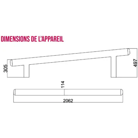Poutre inclinée de 2 mètres pour parcours santé - vue 2