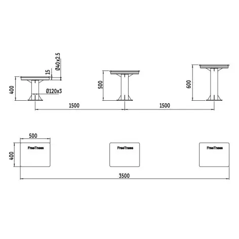 Plateaux d'entraînement à différentes hauteurs - vue 3