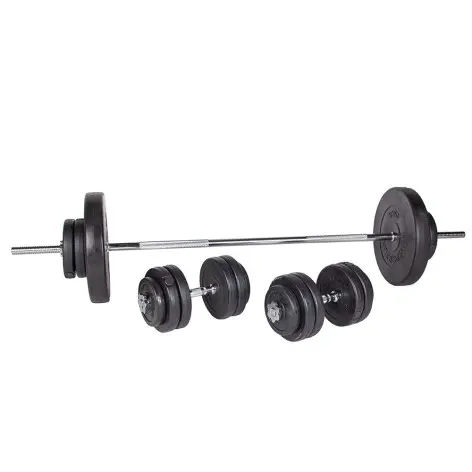 Set complet d'équipement de musculation avec kit d'haltères 80 kg et chaise romaine avec banc - vue 4