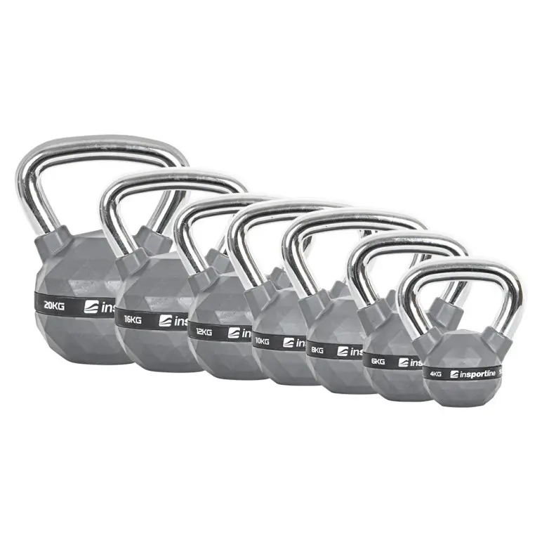 Ensemble de kettlebells chromés à motif cristal de 4 à 20 kg pour entraînement de musculation complet