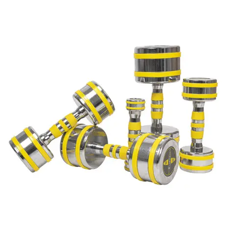 Rack d'haltères de musculation chromés ronds avec design original - 2 kg à 12 kg - vue 2