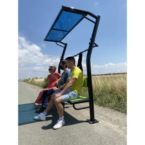 Banc urbain extérieur avec porte manteau - Aire de street workout - vue 4