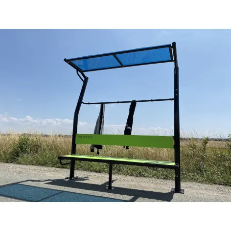 Banc urbain extérieur avec porte manteau - Aire de street workout - vue 3