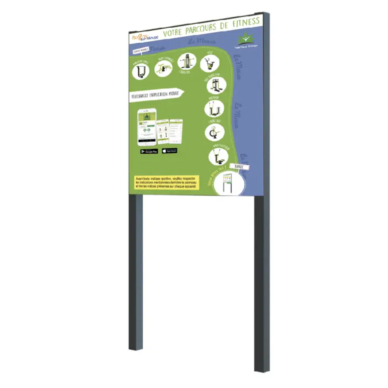 Panneau d'information personnalisable pour aire de street workout