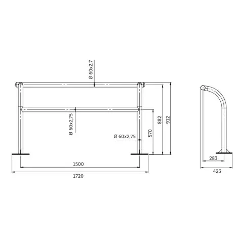 Banc assis debout de repos pour aire de street workout et parcours sportif - vue 4