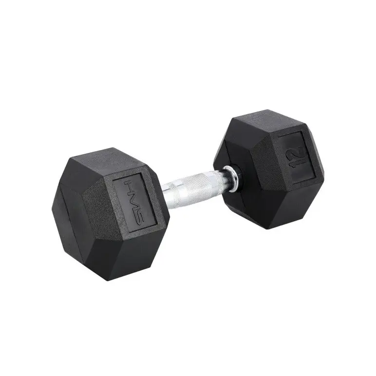 Haltère hexagonal de musculation en acier et caoutchouc 12 kg