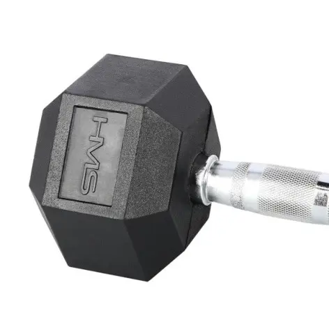 Haltère hexagonal de musculation en acier et caoutchouc 12 kg - vue 3