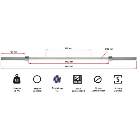 Barre de musculation droite 240 cm avec c capacité 800 kg - Marque ATX - vue 11