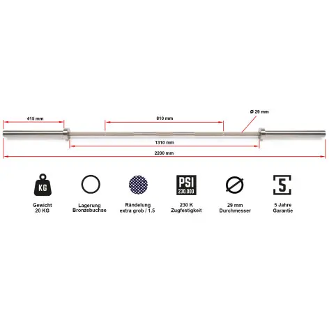 Barre de musculation olympique 220 cm - vue 7