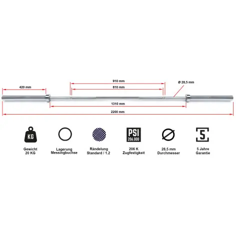 Barre droite olympique pour développé-couché - vue 6