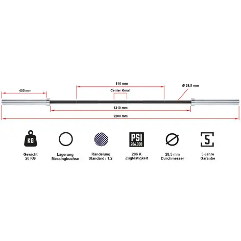 Barre droite olympique capacité 700 kg ATX - vue 6