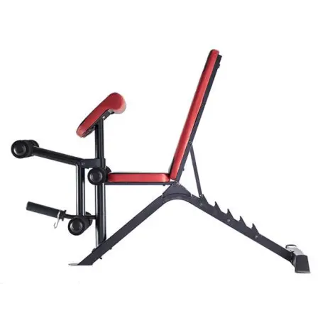 Banc de développé couché homegym réglable avec chandelles, pupitre à biceps et leg curl - vue 2