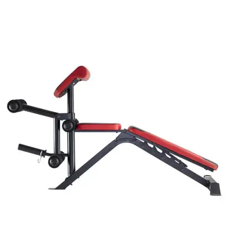 Banc de développé couché homegym réglable avec chandelles, pupitre à biceps et leg curl - vue 3