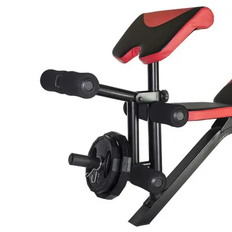 Banc de développé couché homegym réglable avec chandelles, pupitre à biceps et leg curl - vue 4