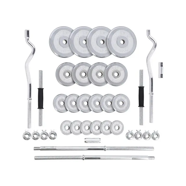 Set d'haltères en mallette chromé - 55 kg