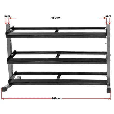 Rack d'haltères 3 plateaux et 3 longueurs 90 à 150 cm - vue 2
