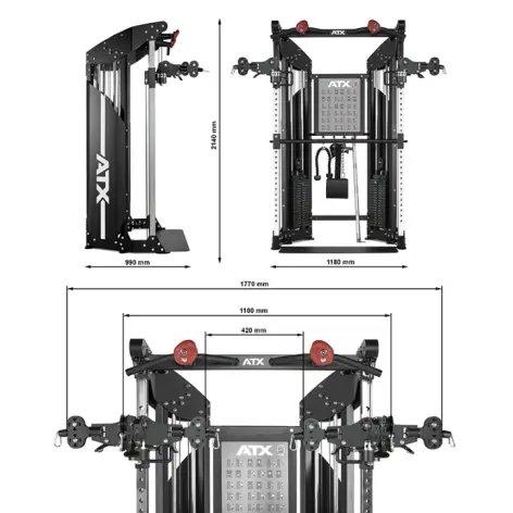 Station de musculation à poulie vis à vis double 2 x 90 kg ATX - vue 14