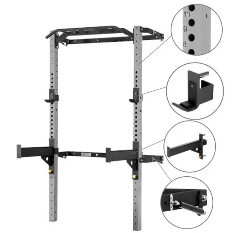 Demi rack à fixation murale avec divers équipements - Matériel de musculation pour homegym - vue 3