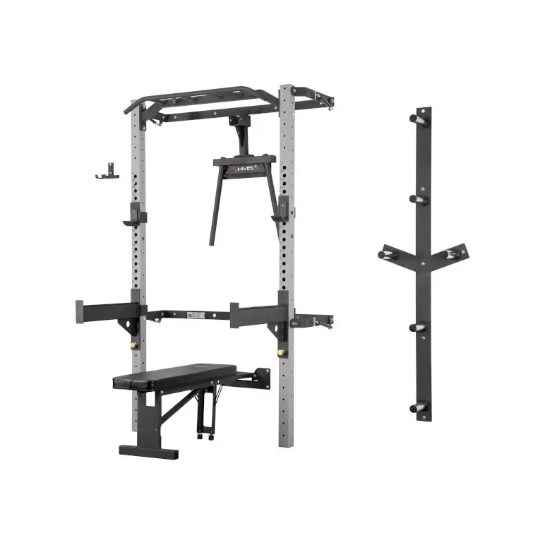 Demi rack à fixation murale avec divers équipements - Matériel de musculation pour homegym