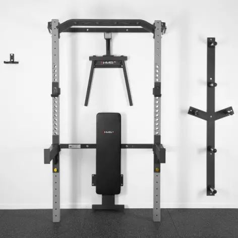 Demi rack à fixation murale avec divers équipements - Matériel de musculation pour homegym - vue 4