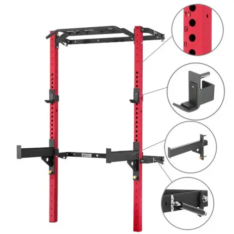Demi rack à fixation murale avec divers équipements - Matériel de musculation pour homegym - vue 12