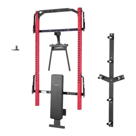 Demi rack à fixation murale avec divers équipements - Matériel de musculation pour homegym - vue 11