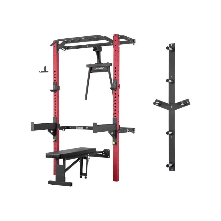 Demi rack à fixation murale avec divers équipements - Matériel de musculation pour homegym - vue 10