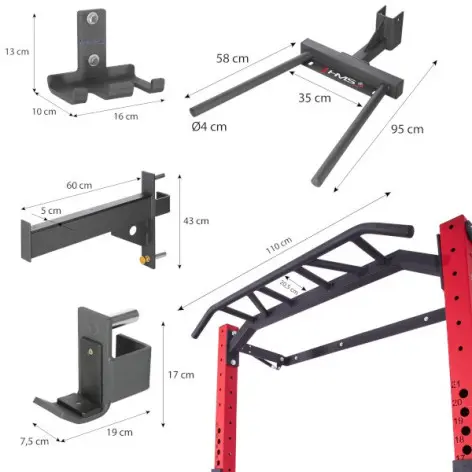 Demi rack à fixation murale avec divers équipements - Matériel de musculation pour homegym - vue 14