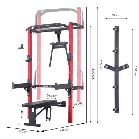 Demi rack à fixation murale avec divers équipements - Matériel de musculation pour homegym - vue 15