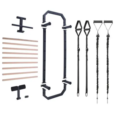 Échelle de fitness en acier et bois avec sangles de tirage incluse et barre de traction - vue 7