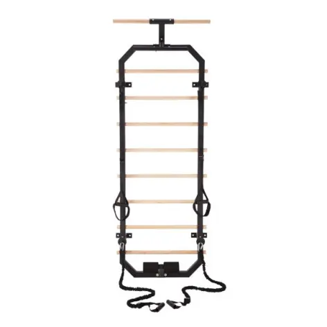 Échelle de fitness en acier et bois avec sangles de tirage incluse et barre de traction - vue 2
