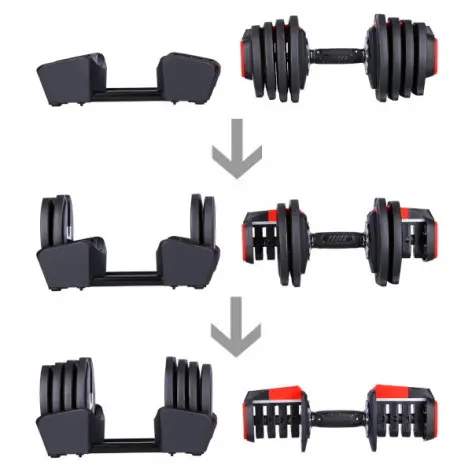 Set d'entraînement musculaire avec haltères courts, long et kettlebells - vue 3