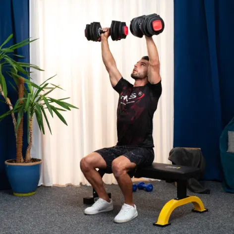 Set d'entraînement musculaire avec haltères courts, long et kettlebells - vue 8