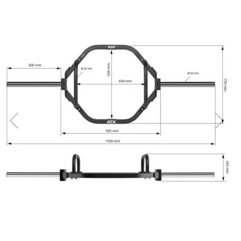Hex bar ATX fitness à chargement extra-long avec capacité de charge 300 kg - vue 11