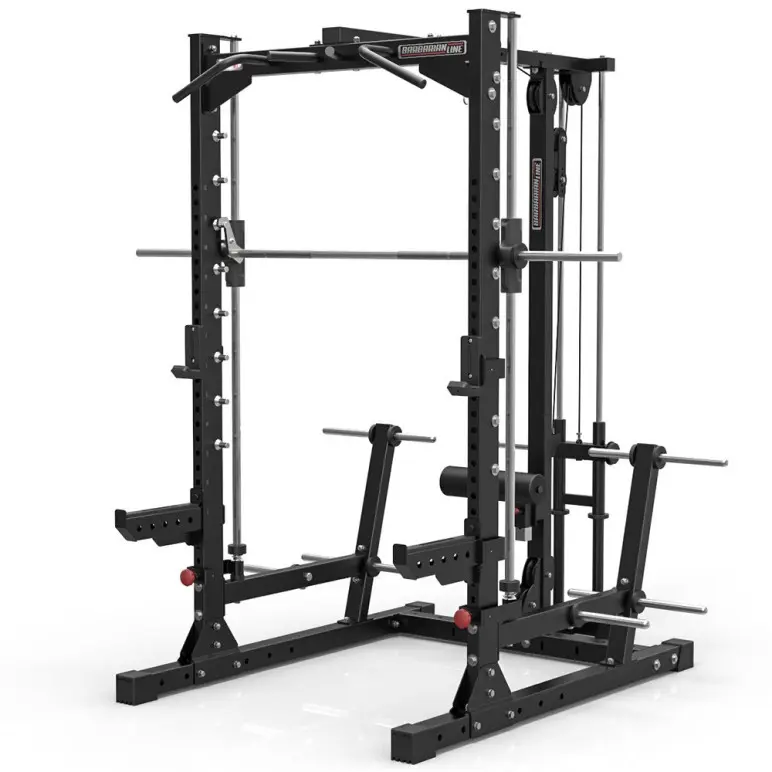 Smith machine multipresse à barre guidée avec poulie haute et basse