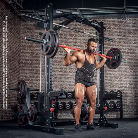 Smith machine multipresse à barre guidée avec poulie haute et basse - vue 3