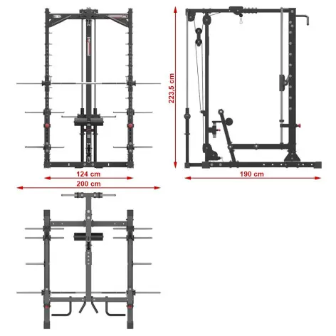 Smith machine multipresse à barre guidée avec poulie haute et basse - vue 6