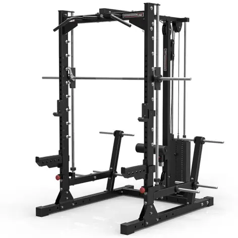 Smith machine cadre guidé et poulie haute et basse avec colonne de poids intégrée - vue 2