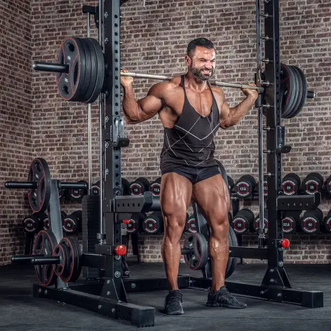 Smith machine cadre guidé et poulie haute et basse avec colonne de poids intégrée - vue 4