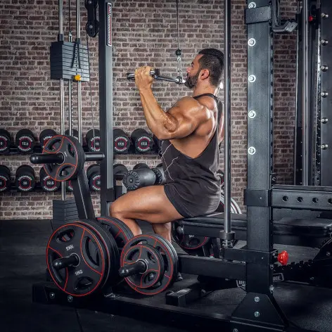 Smith machine cadre guidé et poulie haute et basse avec colonne de poids intégrée - vue 6