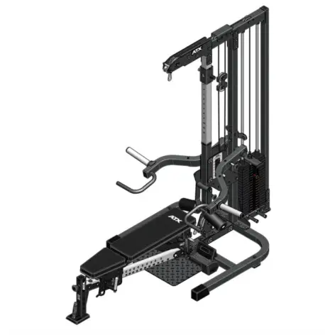 multigym station avec postes d'entraînements multiples et colonne de poids intégrée