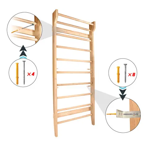 Espalier en bois 195 x 80 x 14cm pour abdominaux - étirements et gymnastique - Capacité de charge 100 kg - vue 2