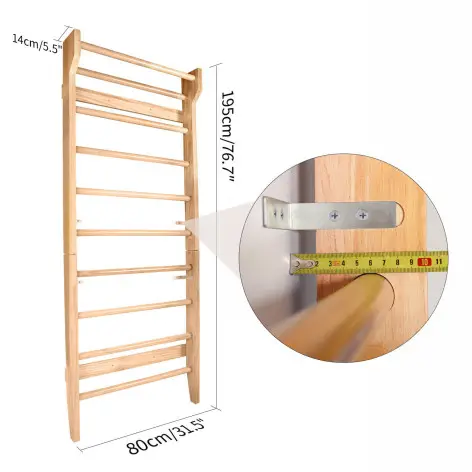 Espalier en bois 195 x 80 x 14cm pour abdominaux - étirements et gymnastique - Capacité de charge 100 kg - vue 3