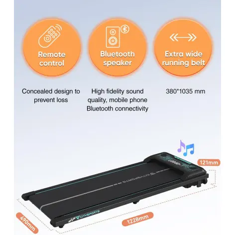 Tapis roulant de marche 1 à 6 km/h avec télécommande et Bluetooth - vue 4