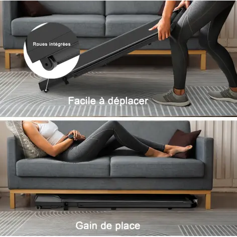 Tapis roulant électrique pour marche et course à pied avec option main courante - vue 8